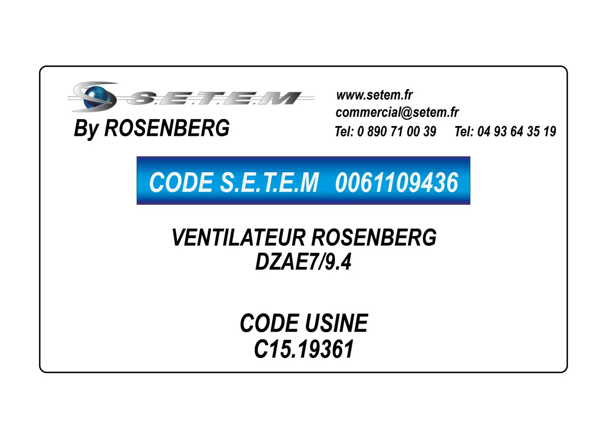 0061109436-VENTILATEUR ROSENBERG DZAE7/9.4 *C15.19361*