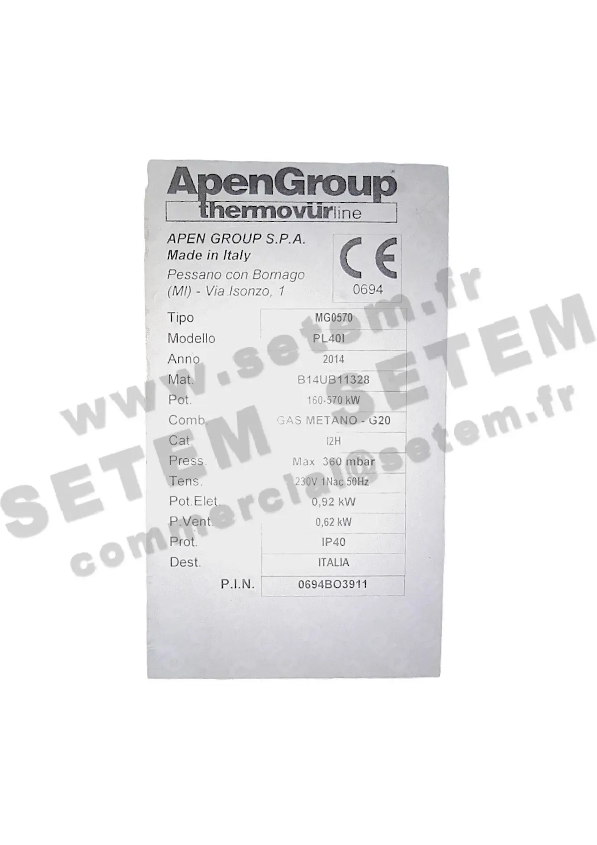 0071501000-MOTEUR APEN MG0570 PL40I *0694BO3911*