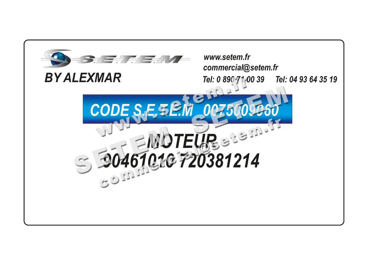 0075009060-MOTEUR ALEXMAR 90461010 "720381214"