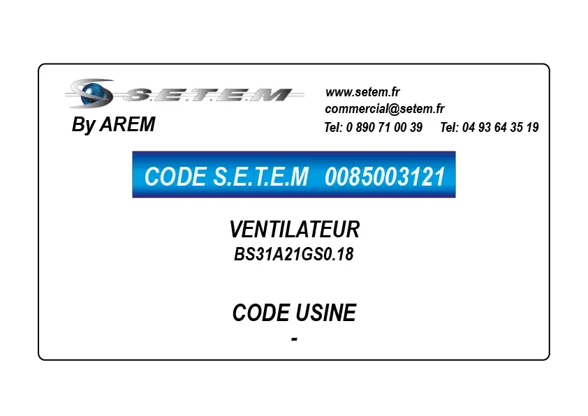 0085003121-VENTILATEUR AREM BS31A21GS0.18