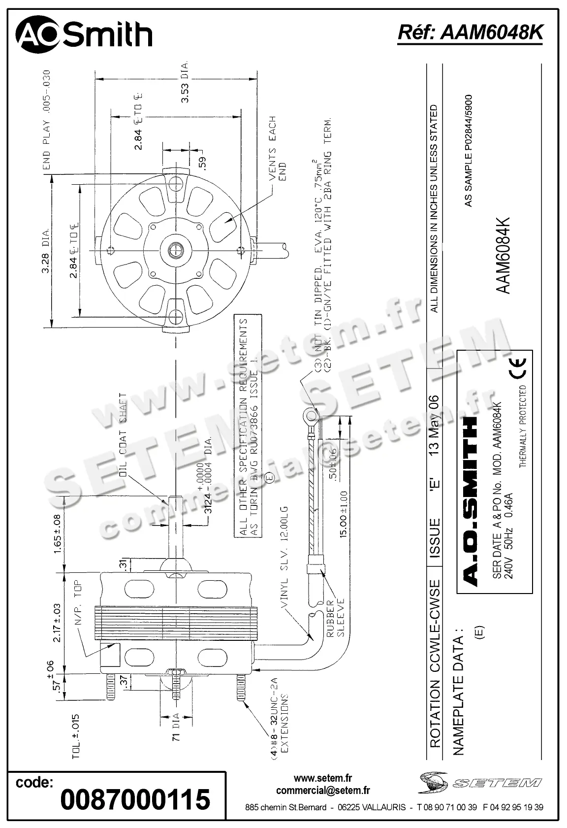 0087000115-MOTEUR AOSMITH AA2M6084K