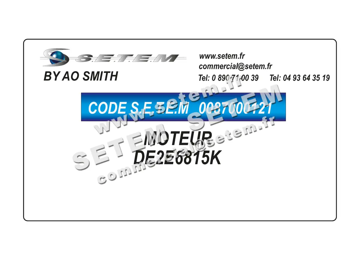 0087000121-MOTEUR AOSMITH DE2E6815K