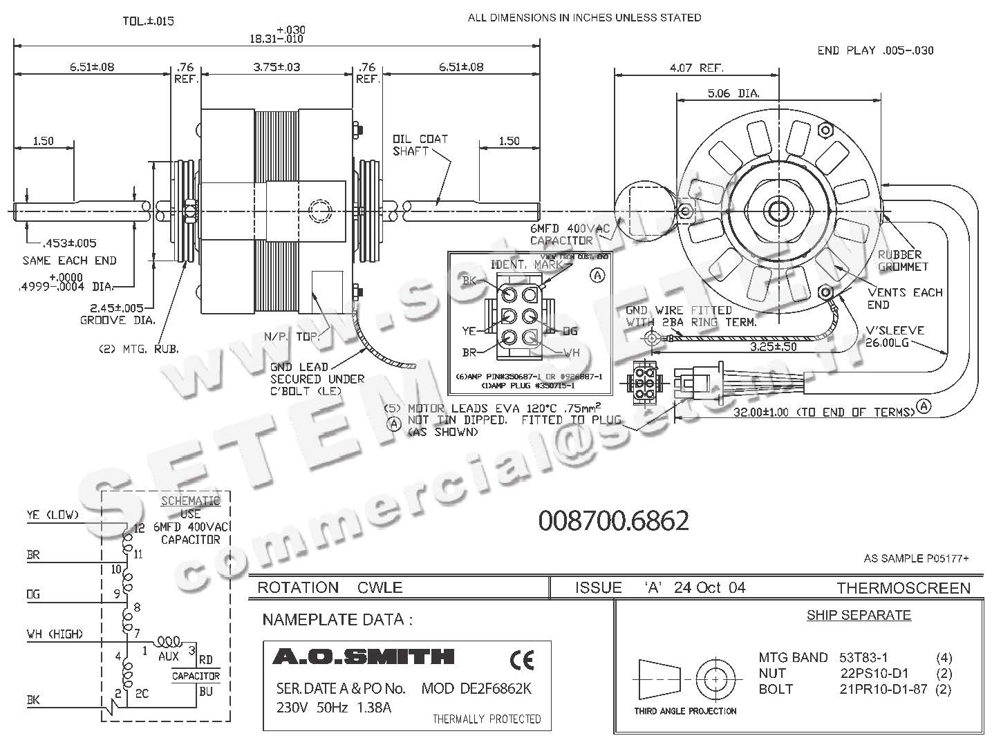 0087006862-MOTEUR AOSMITH DE2F6862K 2