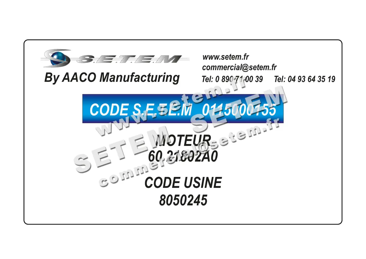 0115000155-MOTEUR AACO 60 "21802A0" *8050245* 2