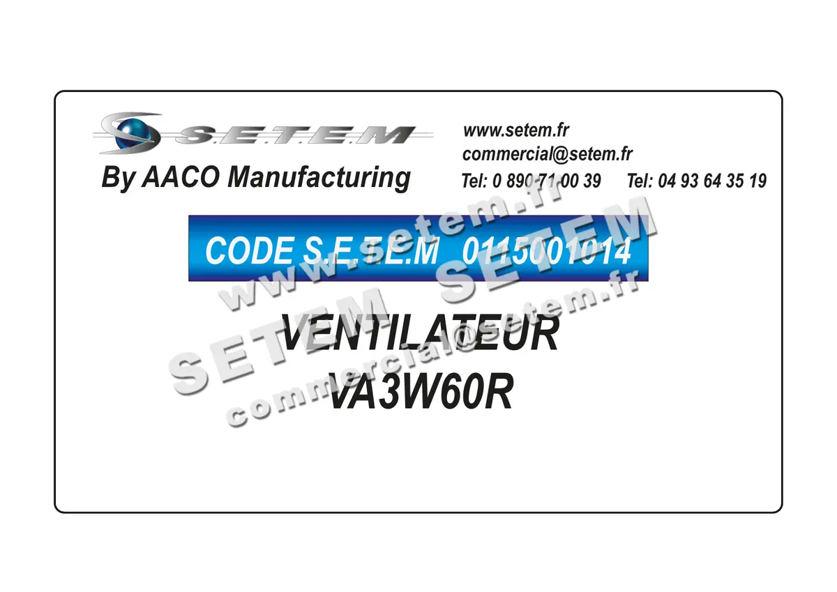 0115001014-VENTILATEUR AACO VA3W60R