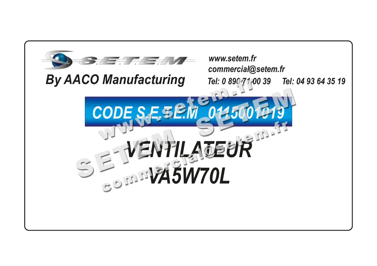 0115001019-VENTILATEUR AACO VA5W70L