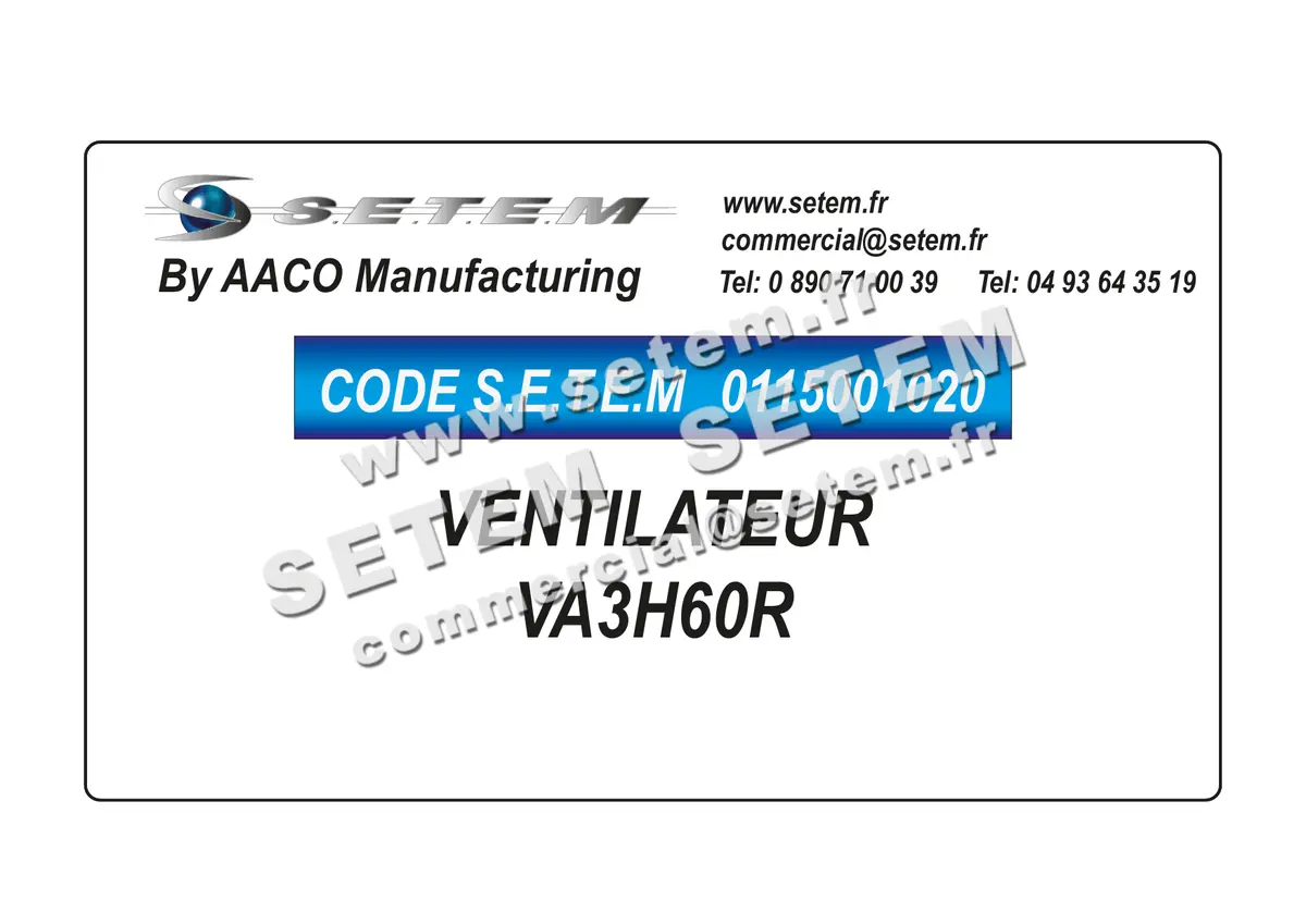 0115001020-VENTILATEUR AACO VA3H60R