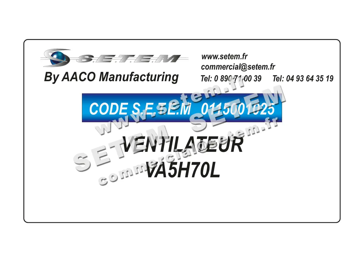 0115001025-VENTILATEUR AACO VA5H70L