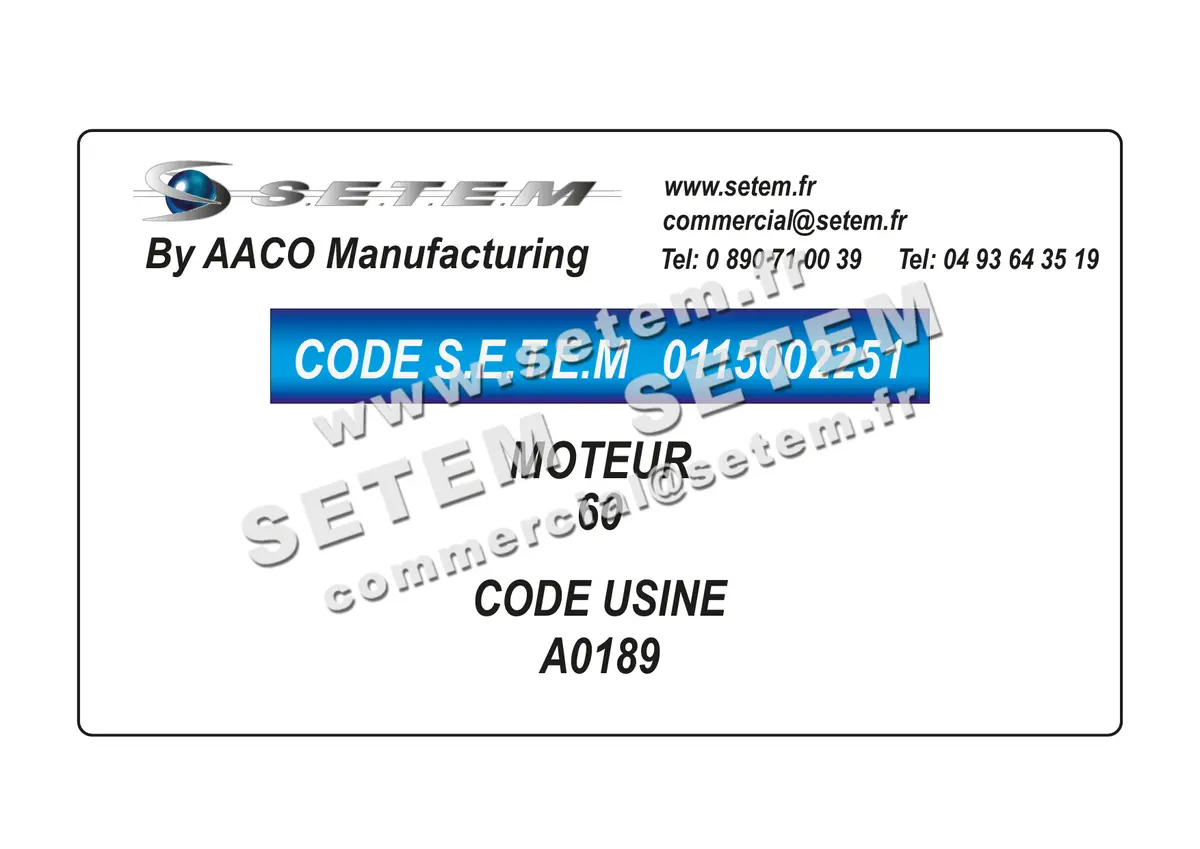0115002251-MOTEUR AACO 60 *A0189*