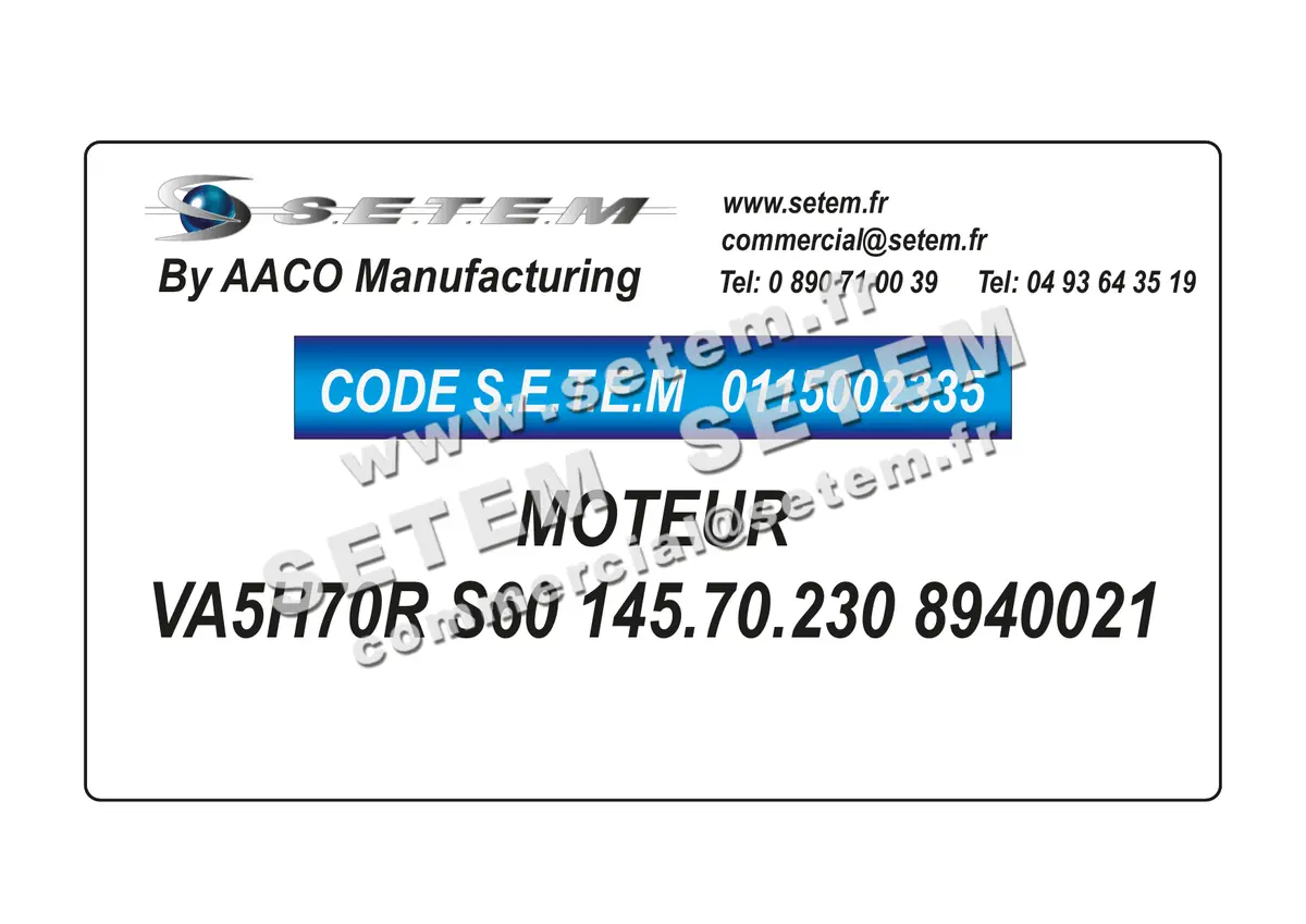 0115002335-MOTEUR AACO VA5H70R S60 145.70.230 8940021