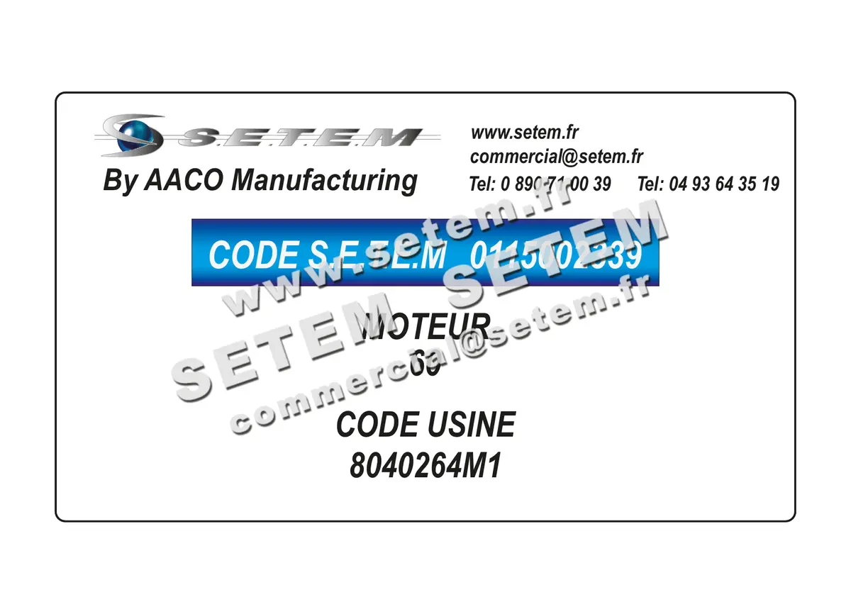 0115002339-MOTEUR AACO 60 *8040264M1* 2