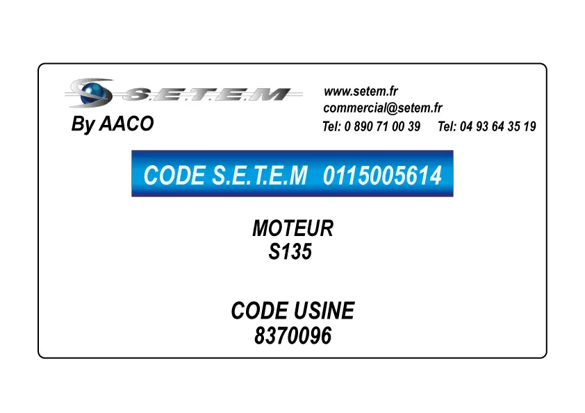 0115005614-MOTEUR AACO S135 *8370096* 2