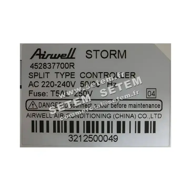 0143000035-CARTE ELECTRONIQUE AIRWELL STORM.1 916A355.18 *452837700R* 2