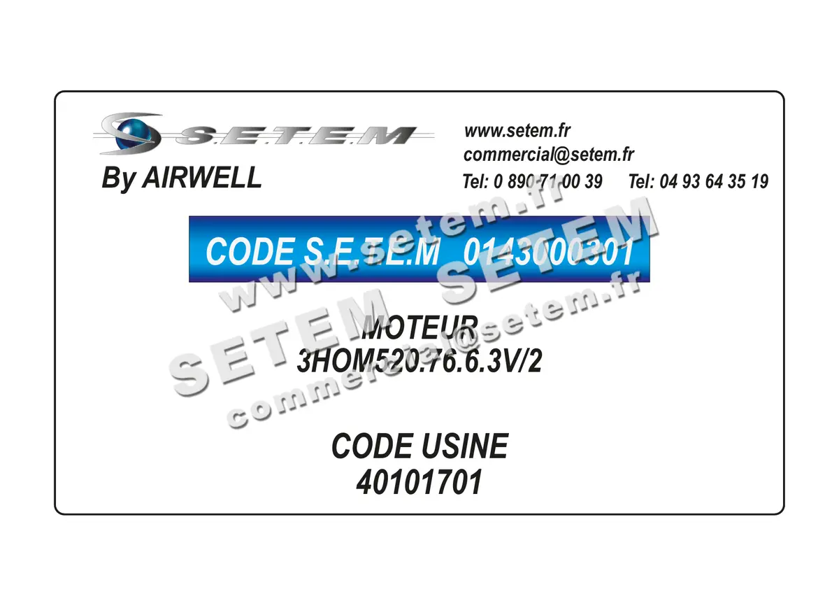 0143000301-MOTEUR AIRWELL 3HOM520.76.6.3V/2 *40101701*