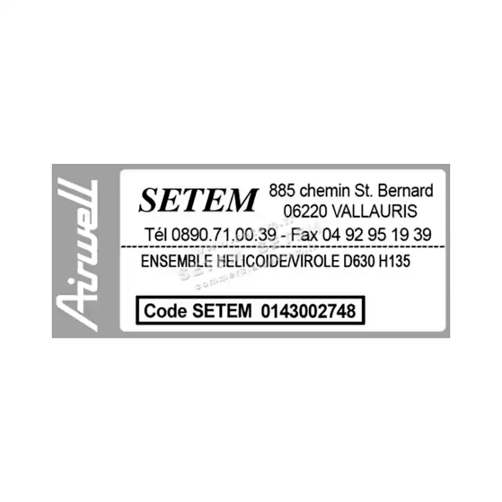 0143002748-ENSEMBLE HELICOIDE/VIROLE AIRWELL D630 H135 3