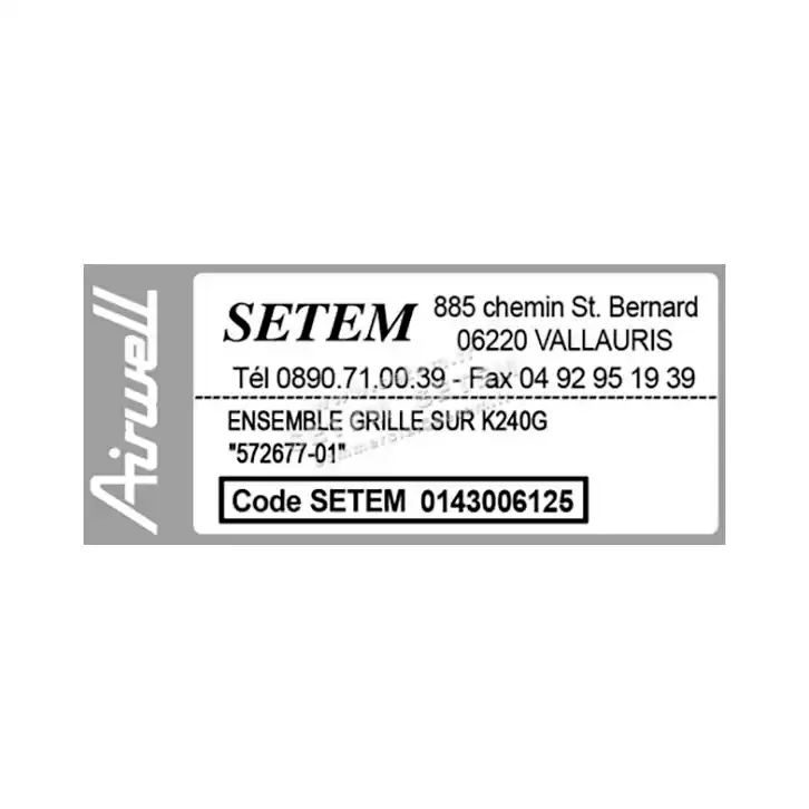 0143006125-ENSEMBLE GRILLE AIRWELL SUR K240G 3