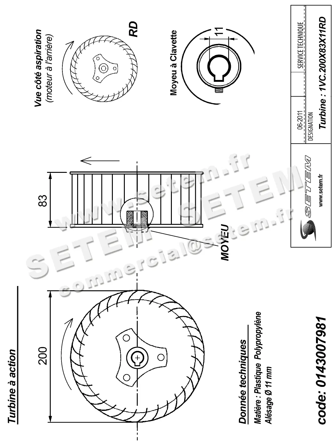 0143007981-TURBINE AIRWELL 1VC.200X83X11RD POLYPROPYLENE VERT 2