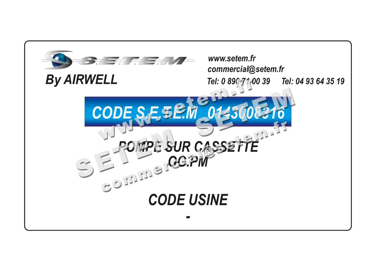 0143008316-POMPE AIRWELL SUR CASSETTE * OG.PM*
