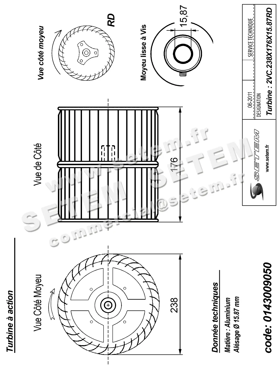 0143009050-TURBINE AIRWELL 2VC.238X176X15.87RD 2