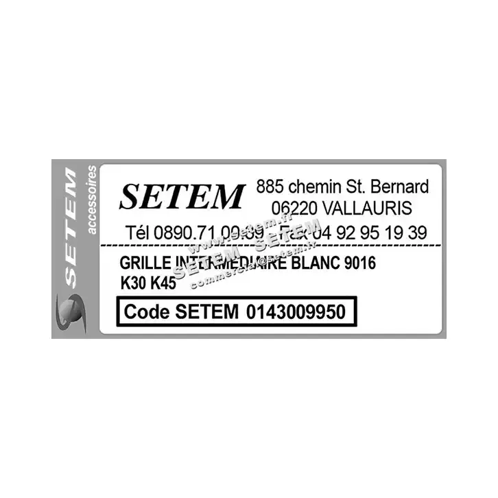 0143009950-GRILLE AIRWELL INTERMEDIAIRE BLANC 9016 K30 K45 2