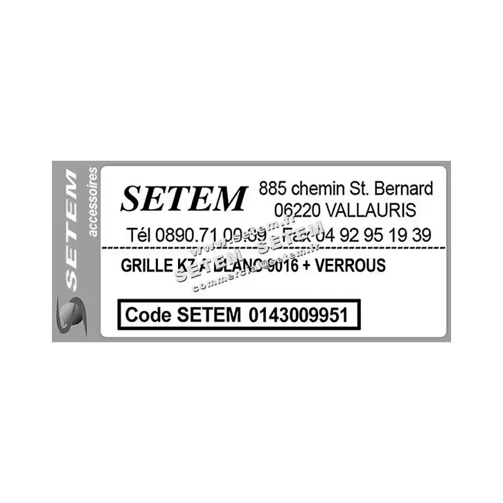 0143009951-GRILLE AIRWELL K7 A BLANC 9016 + VERROUS 2