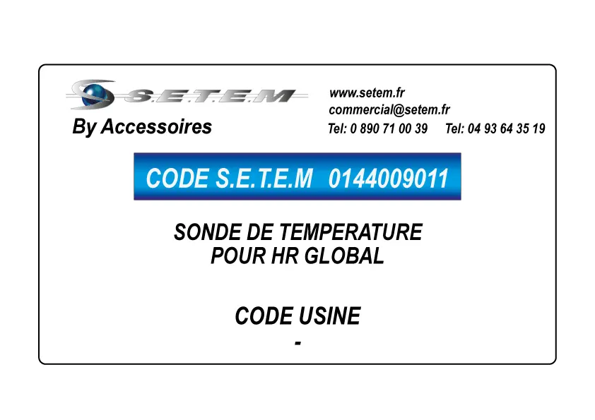 0144009011-SONDE DE TEMPERATURE POUR HR GLOBAL 2
