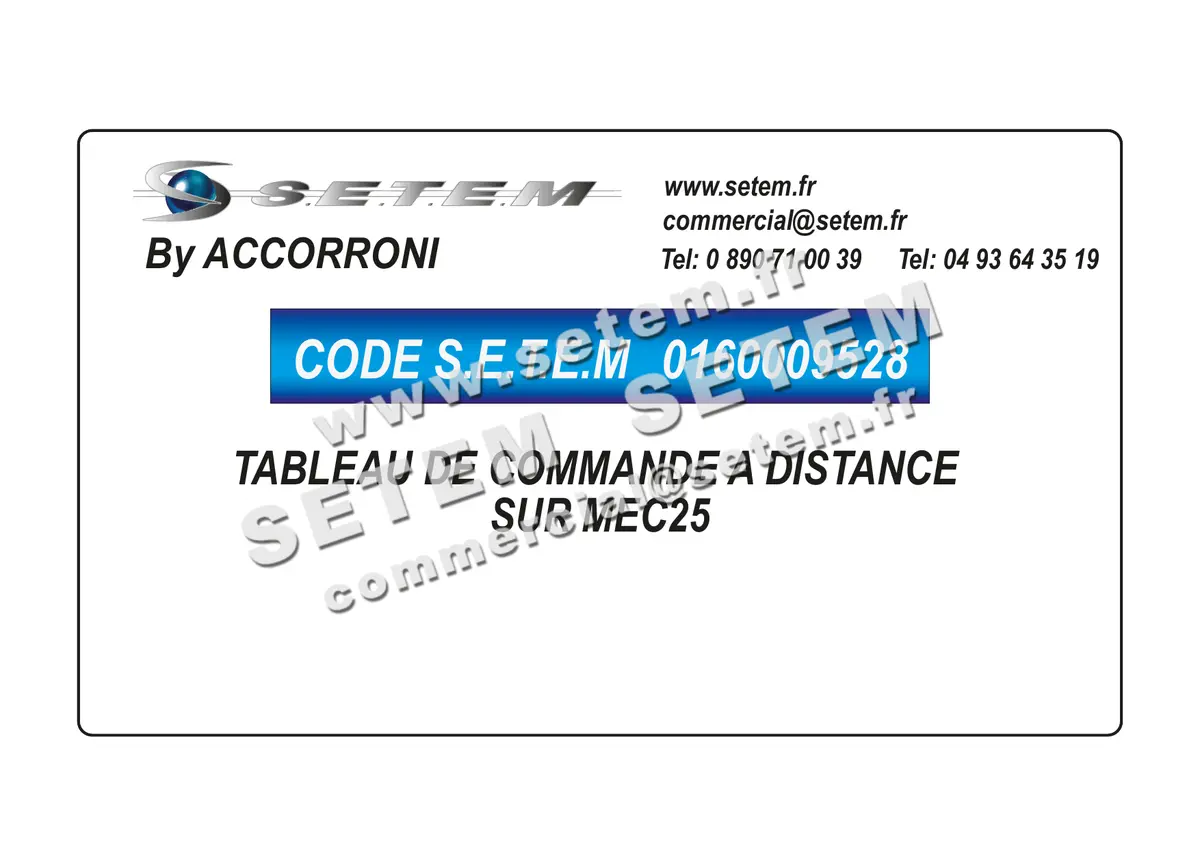 0160009528-TABLEAU DE COMMANDE A DISTANCE ACCORRONI SUR MEC25 2