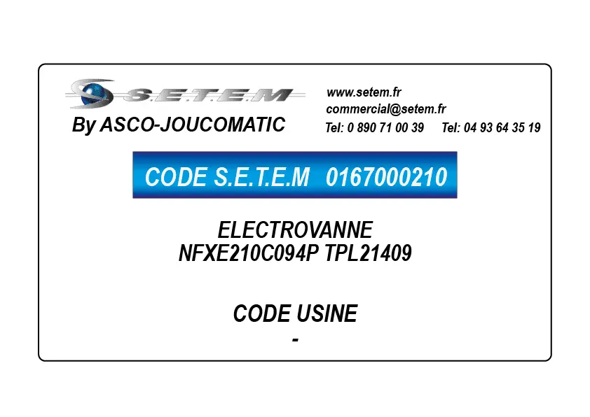 0167000210-ELECTROVANNE ASCOJOUCO NFXE210C094P TPL21409