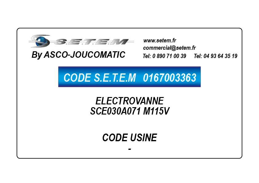 0167003363-ELECTROVANNE ASCOJOUCO SCE030A071 M115V