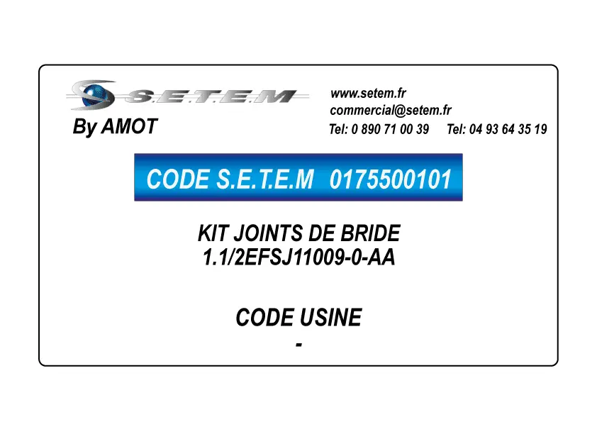 0175500101-KIT JOINTS DE BRIDE AMOT POUR 1.1/2EFSJ11009-0-AA