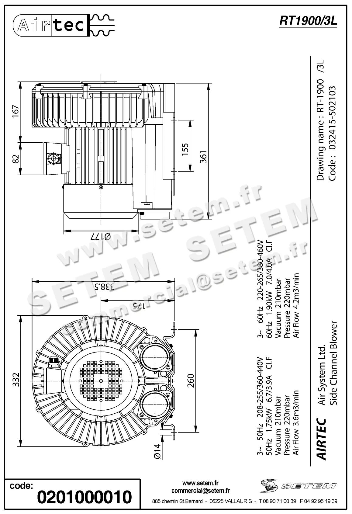 0201000010-SOUFFLANTE RT.1900 T230/400V AIRTEC 2