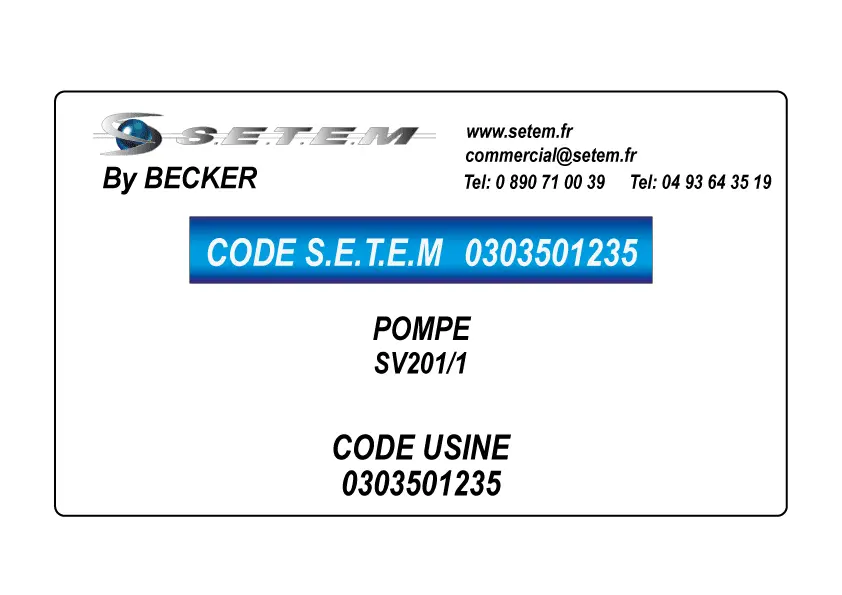 0303501235-POMPE BECKER SV201/1 2