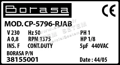 0338000052-MOTEUR BORASA B92 CP5796RJAB *38155001* 3