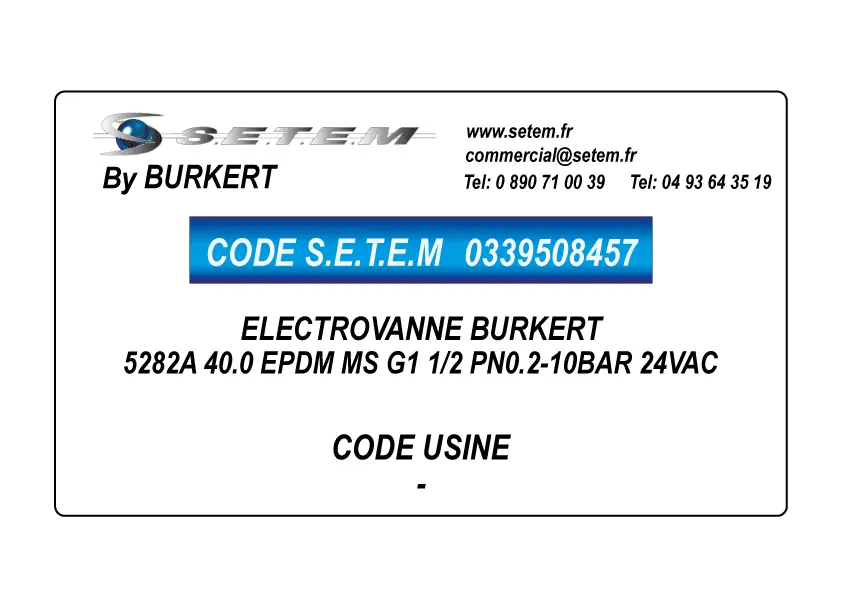 0339508457-ELECTROVANNE BURKERT 5282A 40.0 EPDM MS G1 1/2 PN0.2-10BAR 24VAC