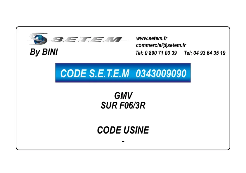 0343009090-GMV BINI SUR F06/3R
