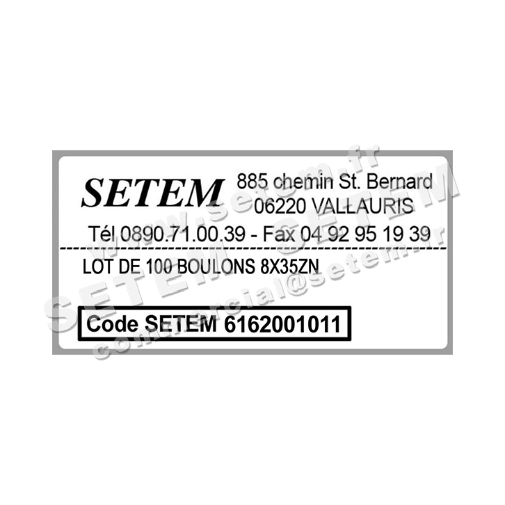 0369001011-LOT DE 100 BOULONS 8X35ZN 4B 3