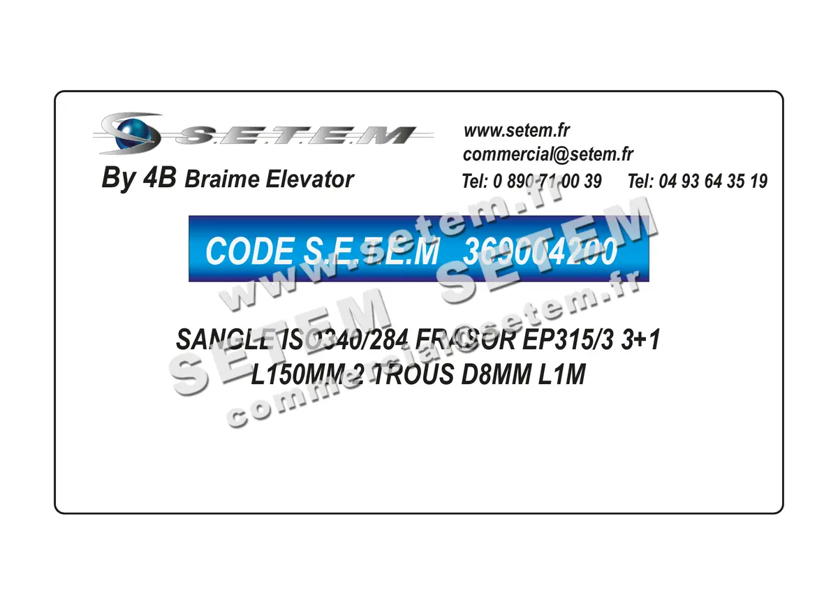 0369004200-SANGLE ISO340/284 FRASOR EP315/3 3+1 L150MM 2 TROUS D8MM L1M 4B