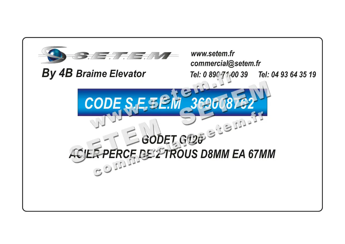 0369008762-GODET 4B G120 ACIER PERCE DE 2 TROUS D8MM EA 67MM 2