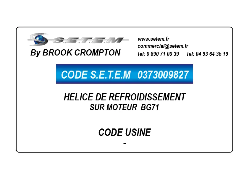 0373009827-HELICE DE REFROIDISSEMENT SUR MOTEUR BROOK BG71