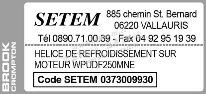 0373009930-HELICE DE REFROIDISSEMENT SUR MOTEUR BROOK WPUDF250MNE 3