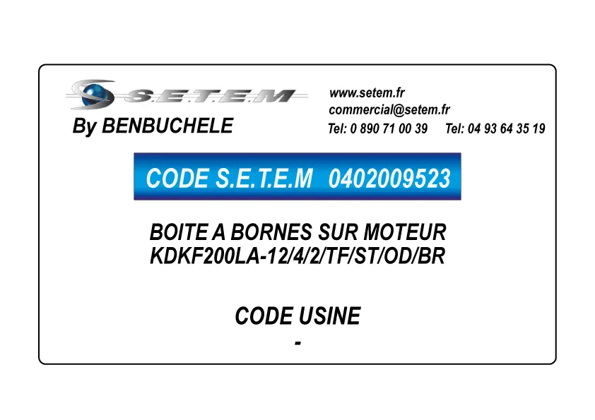 0402009523-BOITE A BORNES SUR MOTEUR BENBUCHELE KDKF200LA-12/4/2/TF/ST/OD/BR