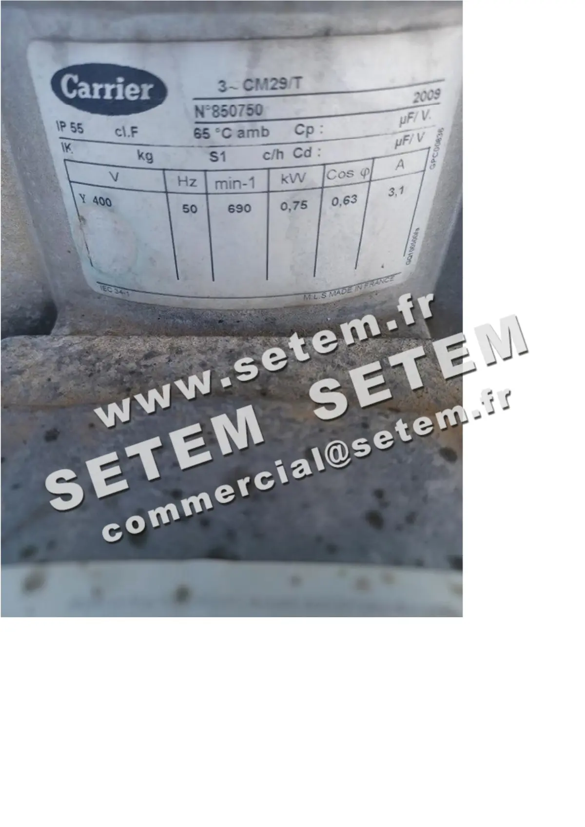 0603000007-MOTEUR CARRIER CM29G/T 0.75KW 6P T400V