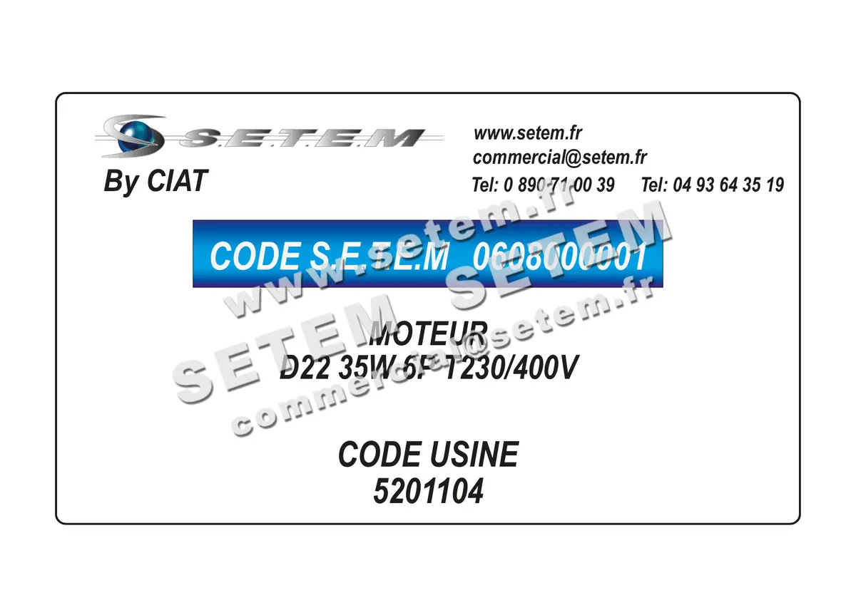 0608000001-MOTEUR CIAT D22 35W 6P T230/400V *5201104*