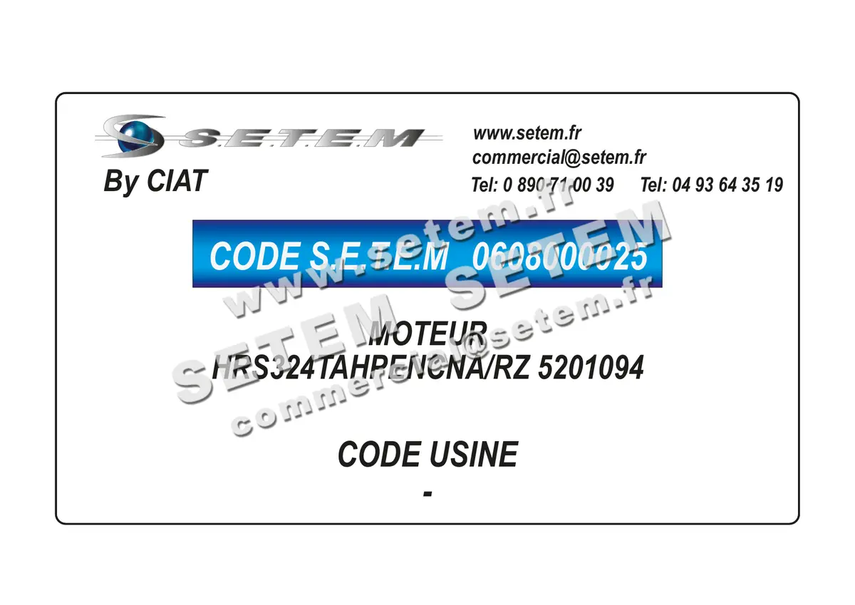 0608000025-MOTEUR CIAT HRS324TAHPENCNA/RZ "5201094"
