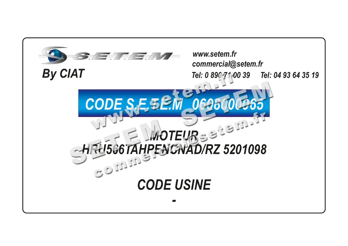 0608000065-MOTEUR CIAT HRU566TAHPENCNAD/RZ "5201098"