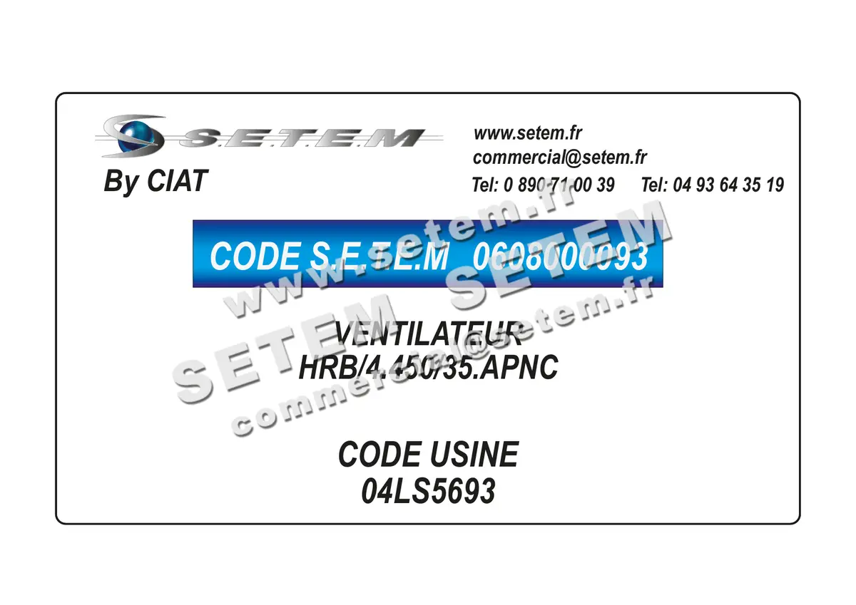 0608000093-VENTILATEUR CIAT HRB/4.450/35.APNC *04LS5693*
