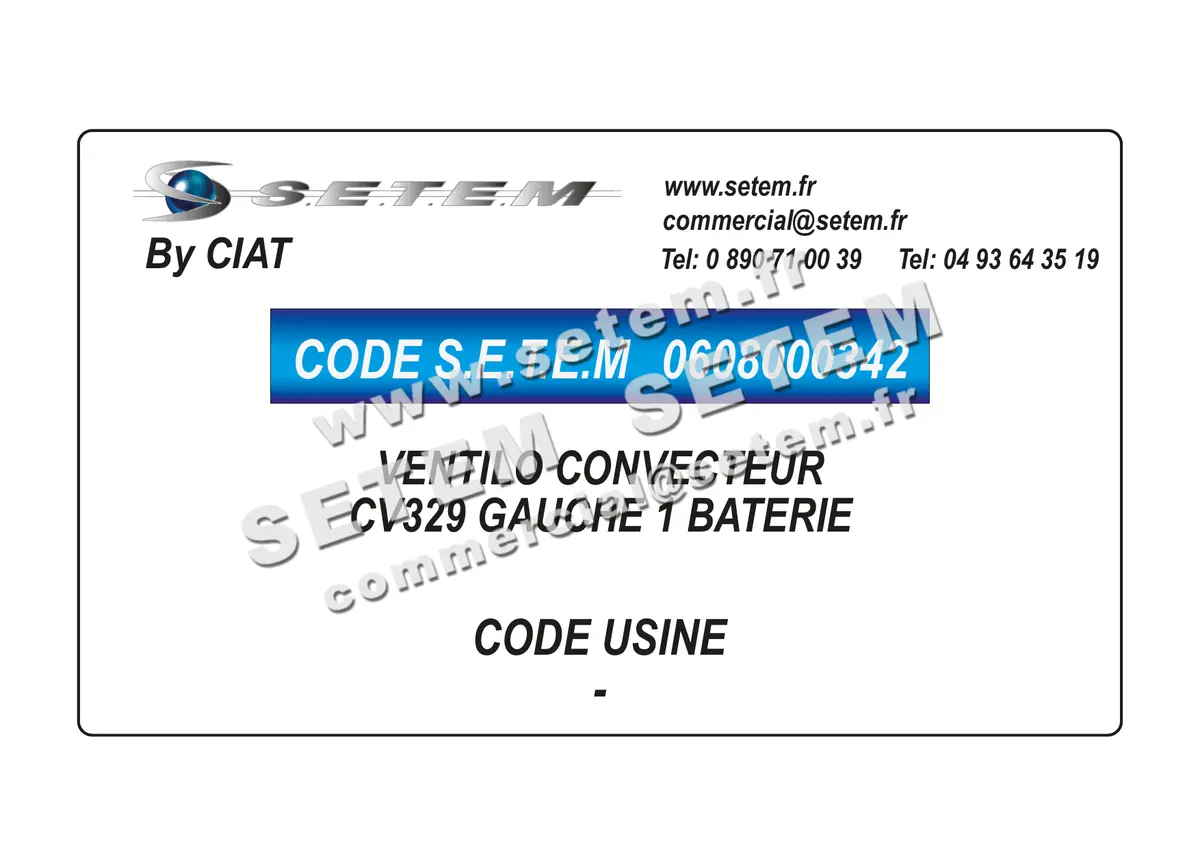 0608000342-VENTILO CONVECTEUR CV329 GAUCHE 1 BATERIE CIAT