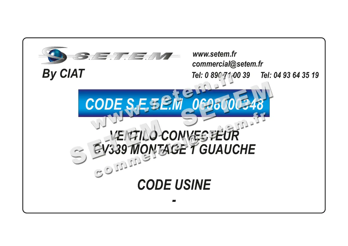 0608000348-VENTILO CONVECTEUR CV339 MONTAGE 1 GUAUCHE CIAT