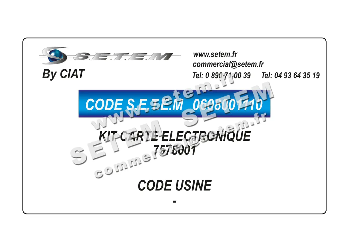 0608001110-KIT CARTE ELECTRONIQUE CIAT 7578001