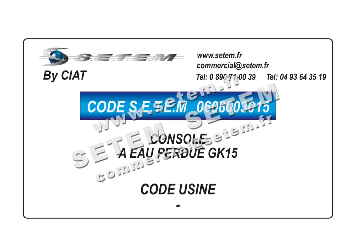 0608003015-CONSOLE A EAU PERDUE GK15 CIAT